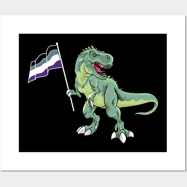 Funny Dinosaur Flag Asexual Pride LGBT Gift Wall Art by Lones Eiless